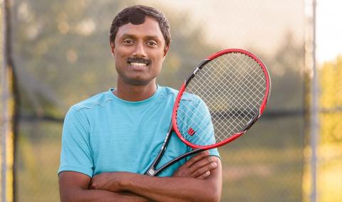 Dr. Chockalingam plays tennis for stress relief