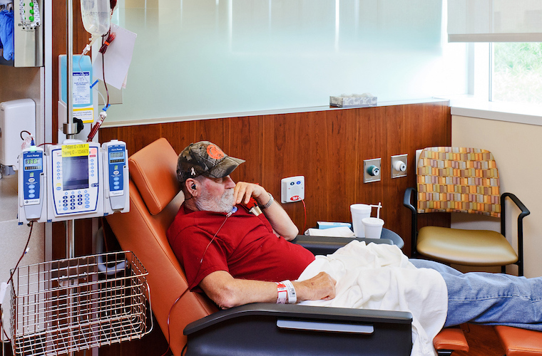 Male patient receiving infusion