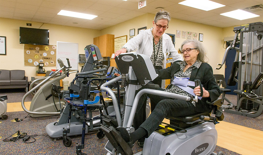 Dr. Mary Dohrmann works with a patient. 