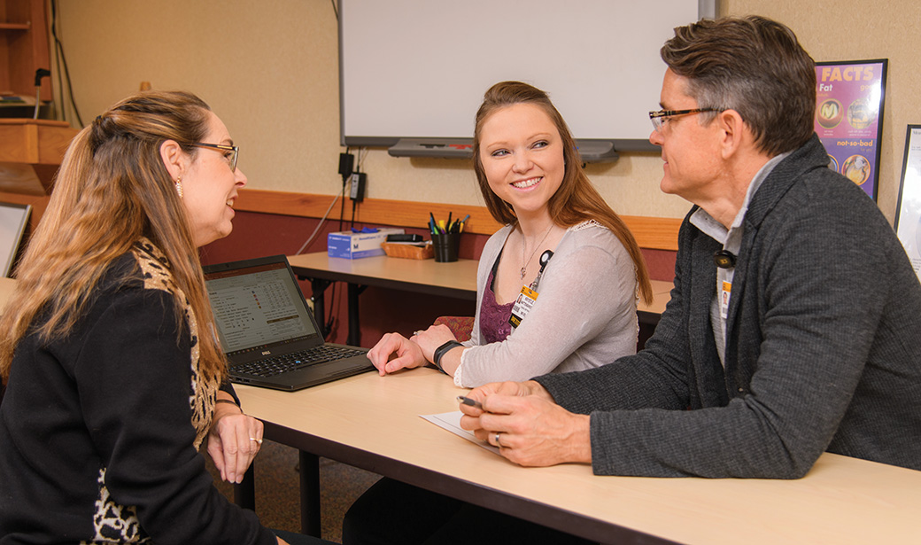 MU Health Care’s Jennifer Jackson, Krystle Wattenbarger and Jeff Robbins hold education classes for newly diagnosed diabetics.