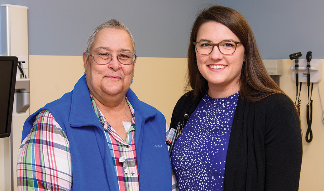 Ellis Fischel Cancer Center patient navigator Elyce Cagle, right and Helen Kerber 