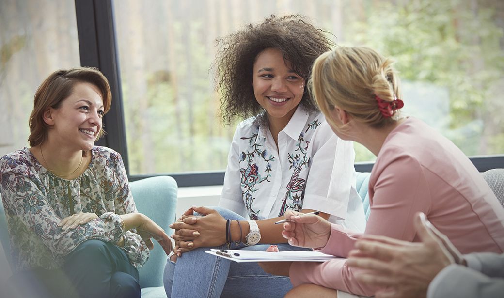 woman smiling with friends