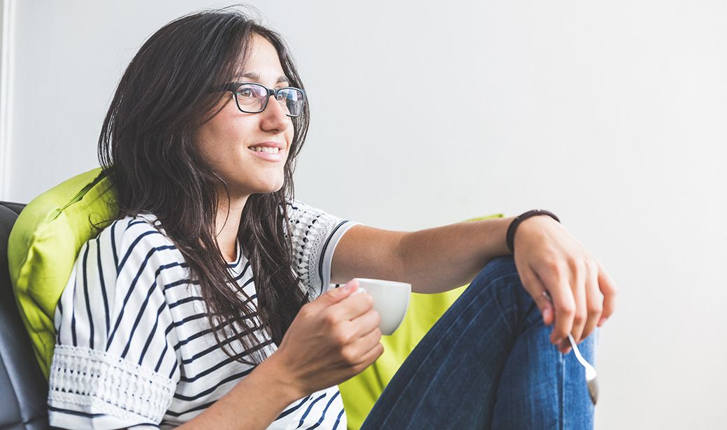 woman drinking coffee