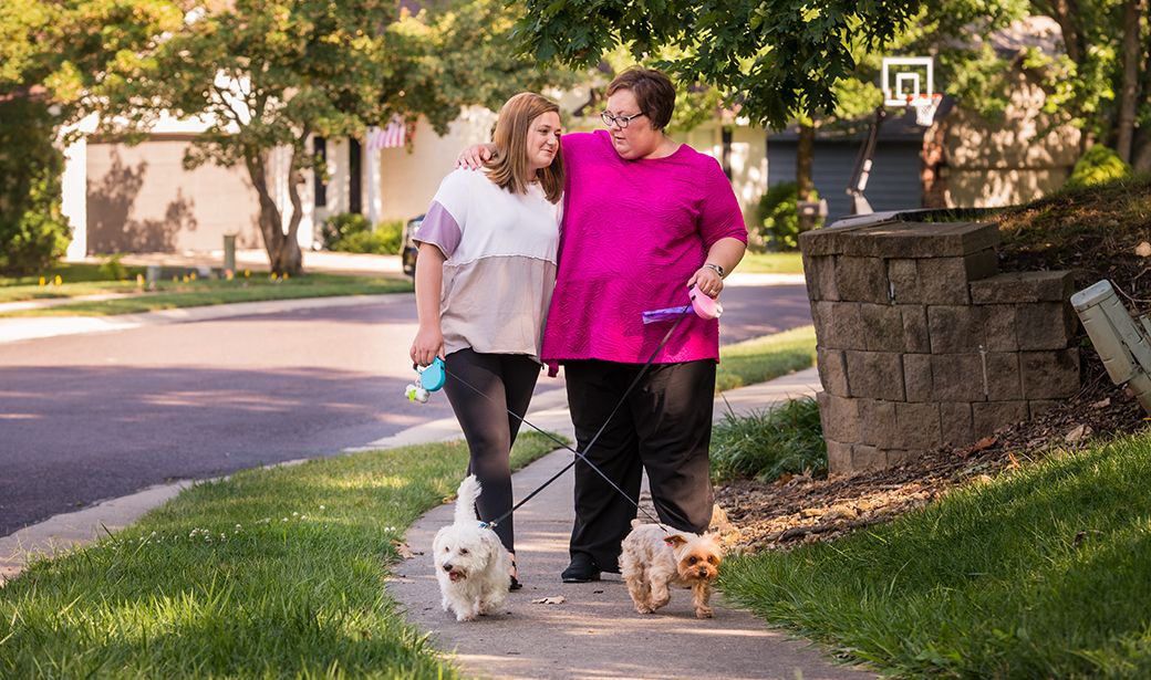 Andrea walking dogs