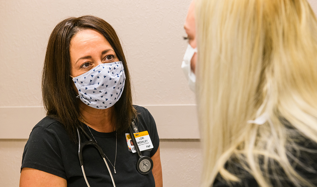 Doctor with a patient at the MU Health Care Family Medicine Clinic in Boonville