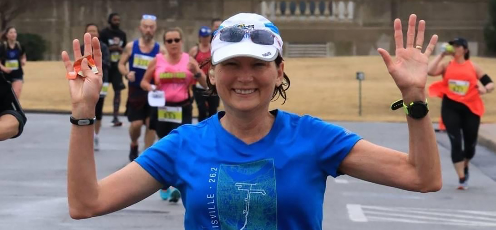 Karen in a marathon in Little Rock
