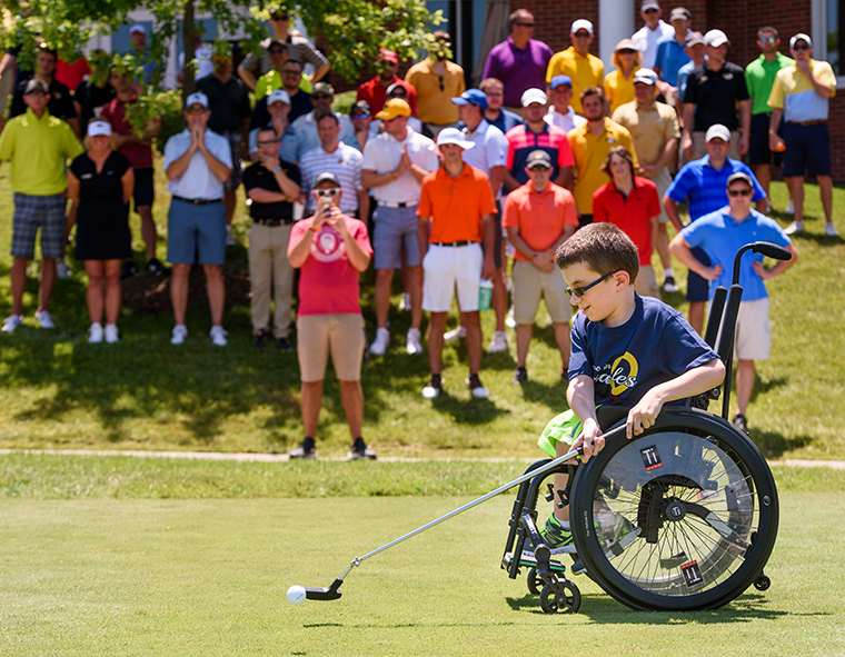 Connor hit the first shot at the 2016 MU Children’s Hospital Celebrity Golf Classic at The Club at Old Hawthorne in June. He and his family have several opportunities to represent MU Children’s Hospital.
