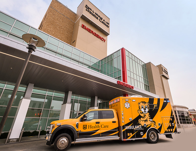 MU Children's ambulance in front of University Hospital