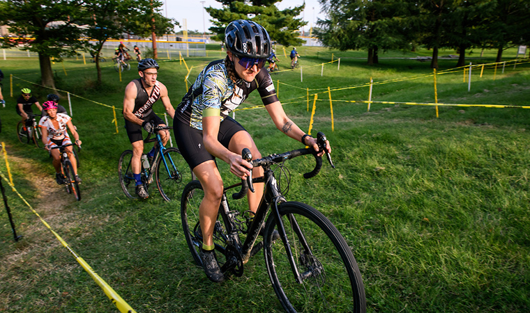 Megan Moore participates in a cyclocross race