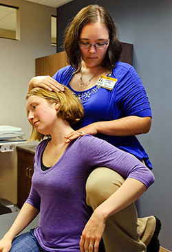 After giving birth to her son in February 2014, Carrie Clark, 30, of Columbia couldn’t alleviate her neck and back pain. When at Mizzou Therapy Services-Rangeline for physical therapy, she began talking to Jennifer Stone, DPT, OCS, about her pelvic pain, too.