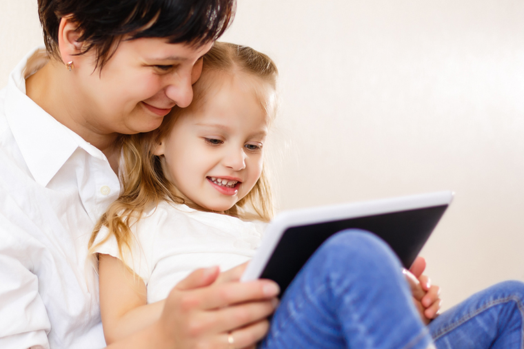 Telehealth mom and kid tablet ipad