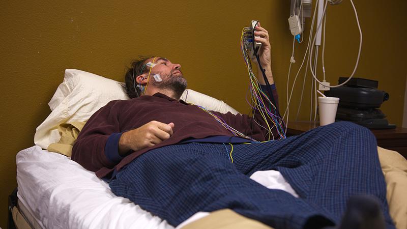 man in a sleep study room