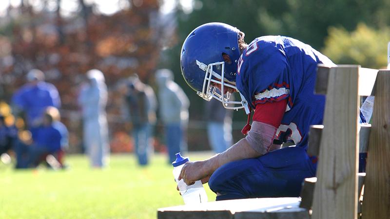 football player the bench