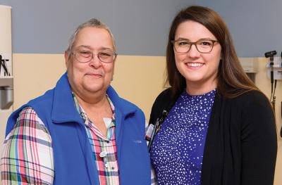 Ellis Fischel Cancer Center patient navigator Elyce Cagle, right and Helen Kerber 
