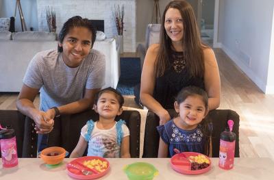 family eating breakfast