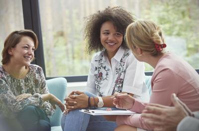 woman smiling with friends
