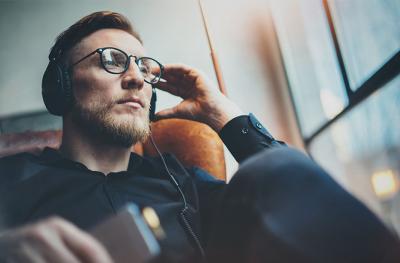 man with headphones