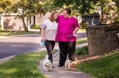 Andrea walking dogs