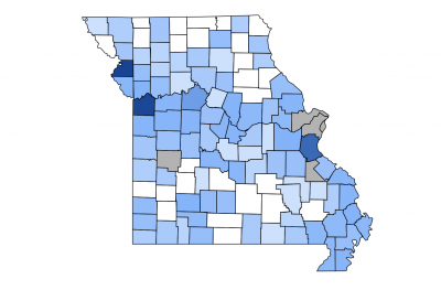 COVID-19 map of Missouri