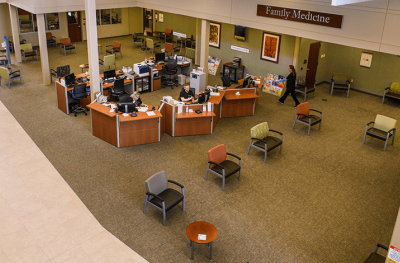 Photo of distanced waiting room