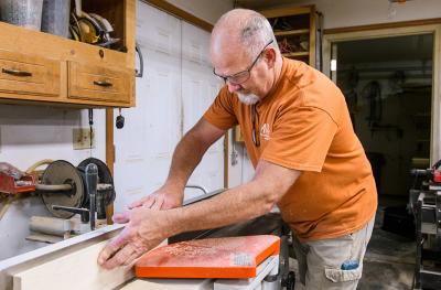 Jamie Mills in his Centralia cabinet workshop