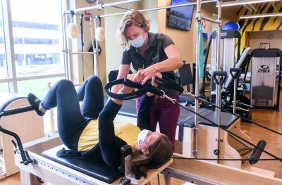 Physical therapist with patient