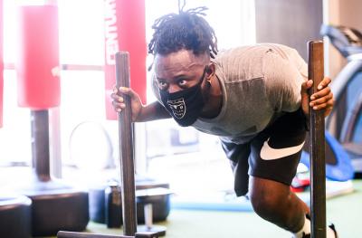 Corey Jackson exercises during his recovery