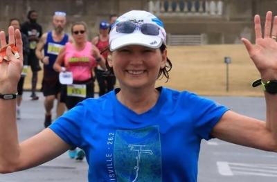 Karen in a marathon in Little Rock