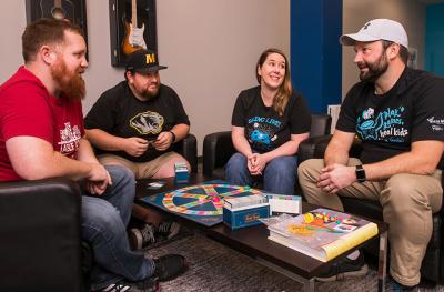 Veterans United Home Loans employees play games for chairty