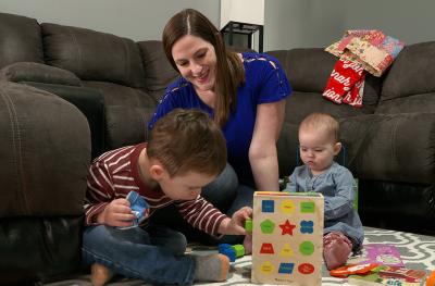 Aimee Dickson with her children, Jonah and Hannah