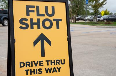 Flu Shot drive-thru sign