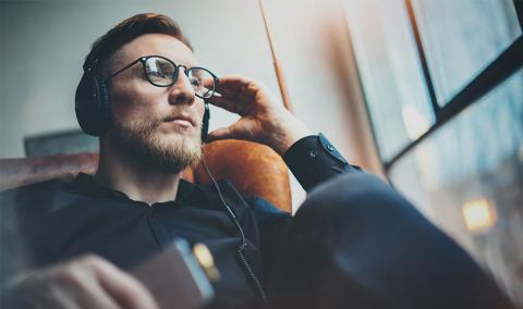 man with headphones