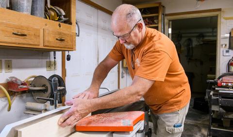 Jamie Mills in his Centralia cabinet workshop