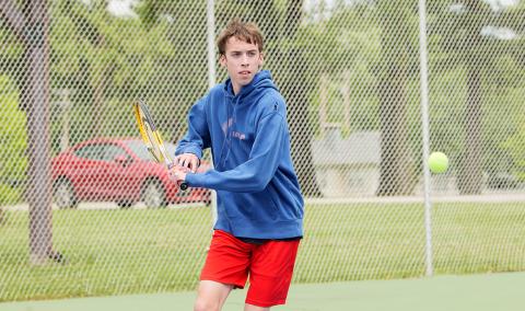 Trevor Wright playing tennis