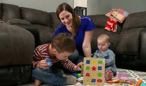 Aimee Dickson with her children, Jonah and Hannah