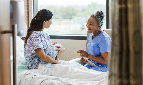 midwife with patient