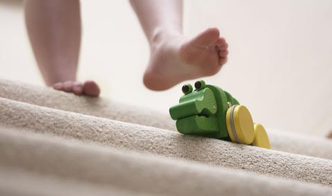 person walking down the stairs