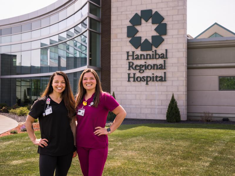 Stephanie Clookey (left) and Abby Hopkins completed the first year of LINC at Hannibal Regional Hospital in Hannibal, Mo.