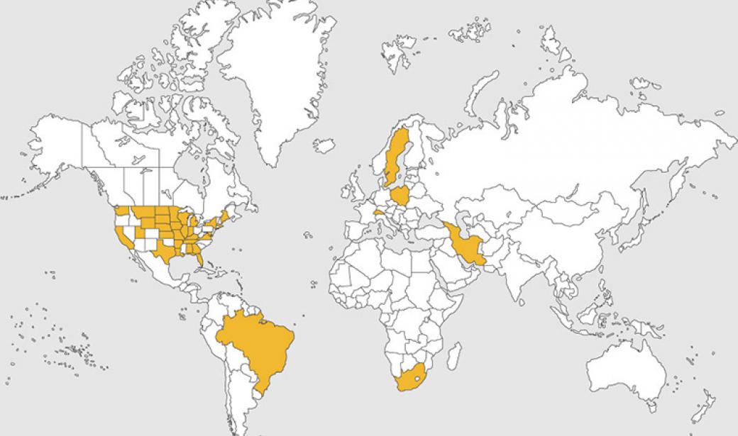 Map of the globe