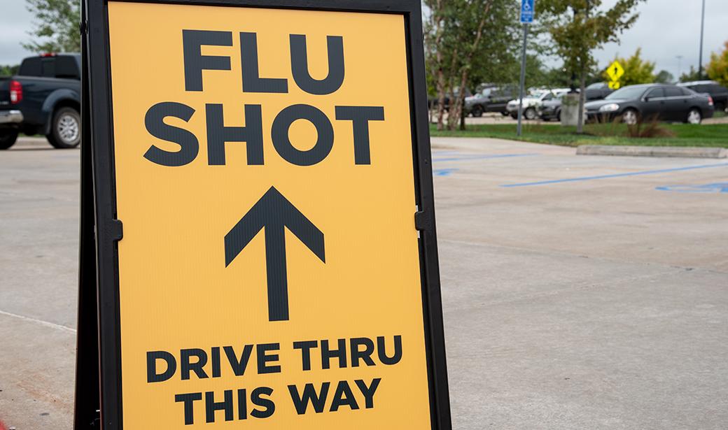 Flu Shot drive-thru sign