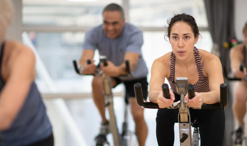 Group of people in a spin class