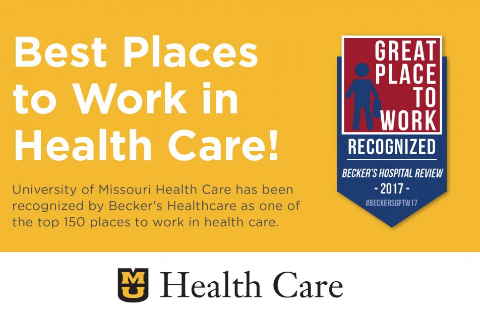 MU is the best place to work in health care 