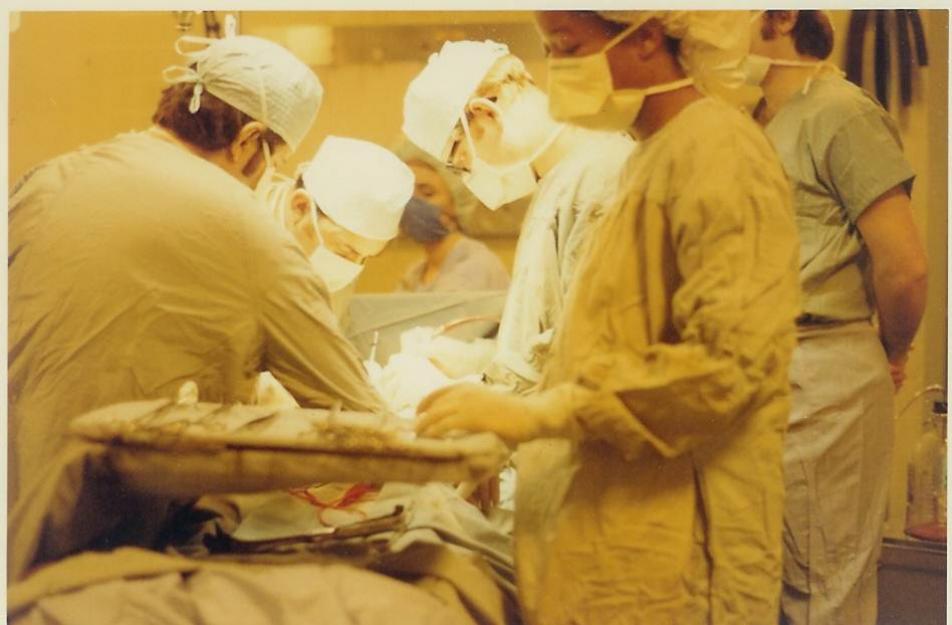 Doctors in surgery. 