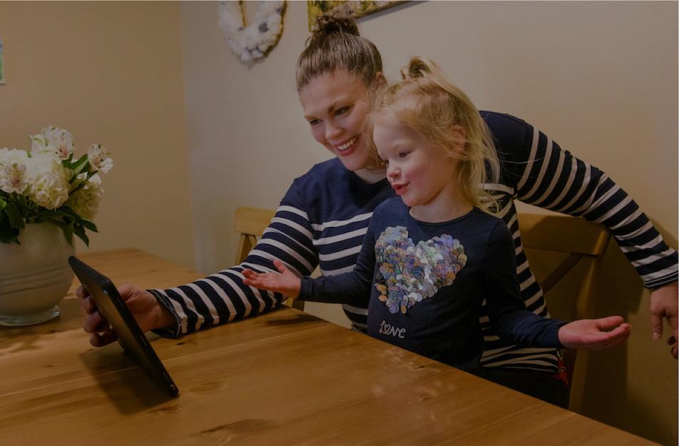 Photo of mother and daughter on Telehealth call