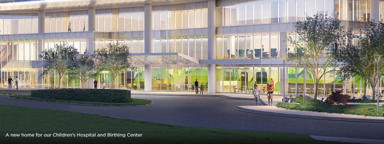 Children's Hospital rendering at night