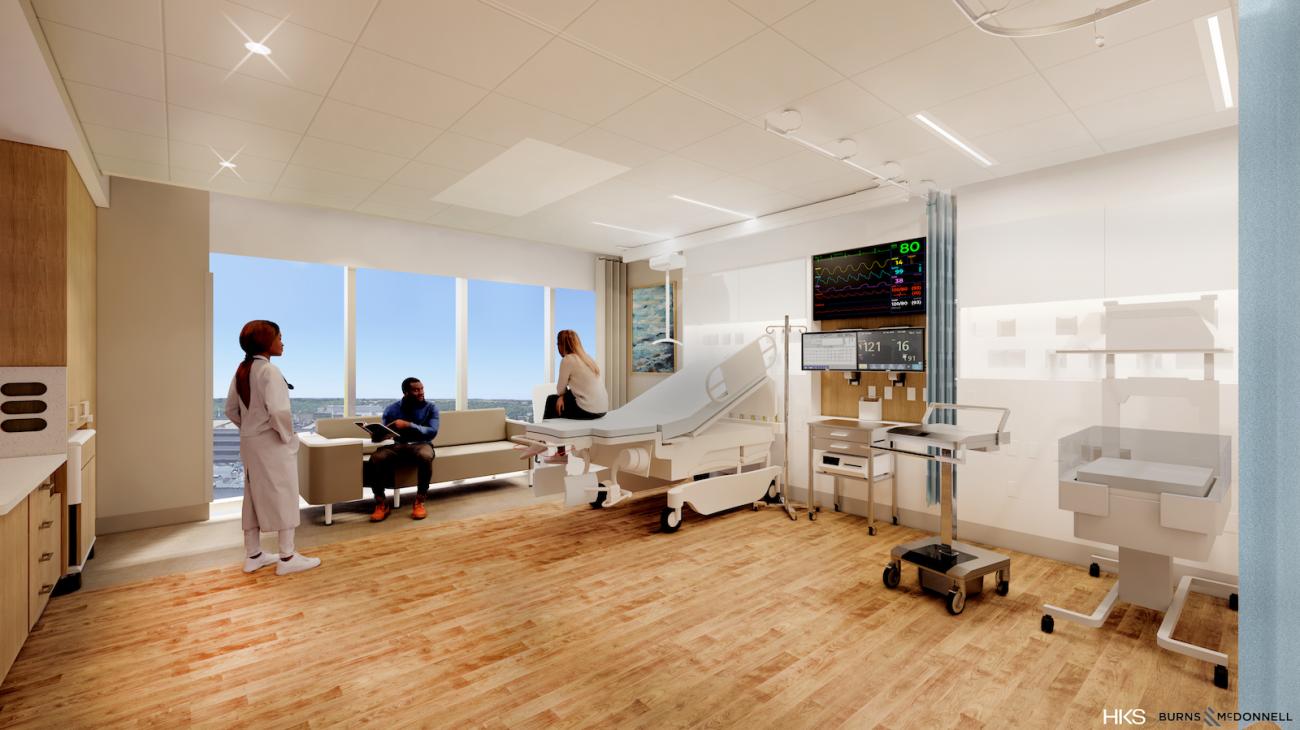 Mom and baby labor and delivery room
