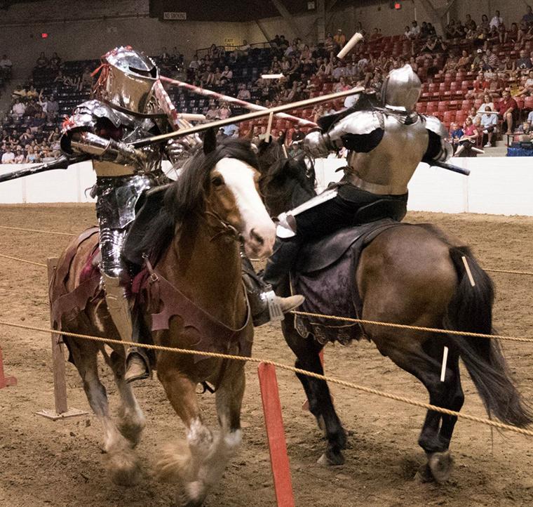 Jim Myers during a jousting competition at the Ohio State Fair in 2016.