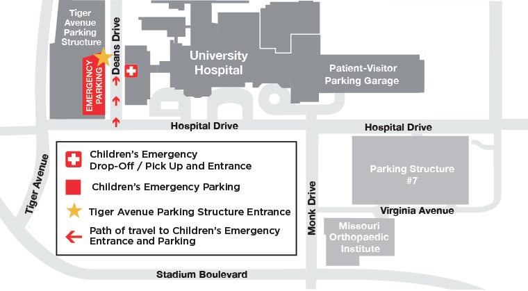 Peds ER Entrance map