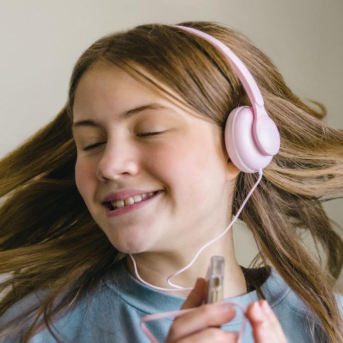 Avery listening to music