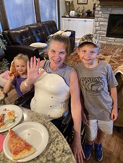 Tina Chambers spends time with her grandchildren while recovering from a trauma injury. Chambers’ grandkids helped motivate her during physical therapy.